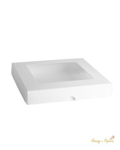 Pudełko z okienkiem, niskie, kwadratowe - białe 