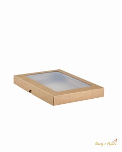Pudełko niskie z okienkiem na kartkę A5 -kraft