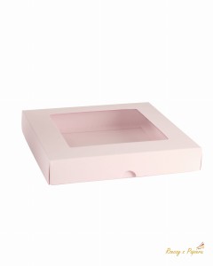 Pudełko na kartkę z okienkiem 15x15, różowe  