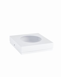 Pudełko z okienkiem okrągłym wysokie Kwadratowe białe