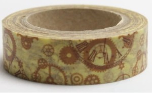 Taśma dekoracyjna washi  15 mmx 10m  Trybiki steam punk