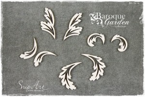 Tekturka Baroque Garden - ornamenty ażurowe - liście DUŻY zestaw 18 