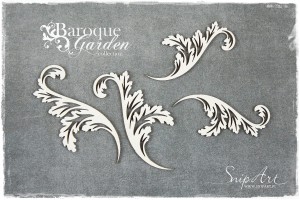 Tekturka Baroque Garden - ornamenty ażurowe - liście set 4 pc