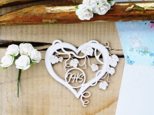 Tekturka - Pierwsza Komunia  - Winorośl na sercu IHS 3d 