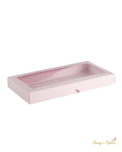 Pudełko z okienkiem, niskie DL - różowe 