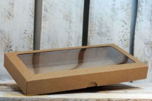 Pudełko wysokie DL z okienkiem - kraft 11x22x3,5 cm  