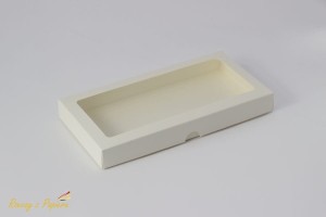 Pudełko DL z okienkiem  - kremowe wysokie  - 11x22x3,5 cm 