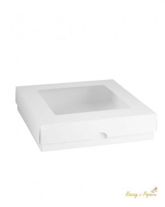 Pudełko z okienkiem, wysokie kwadratowe - białe 